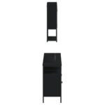 Ensemble de meubles salle de bain 3 pcs noir bois d'ingénierie – Image 5