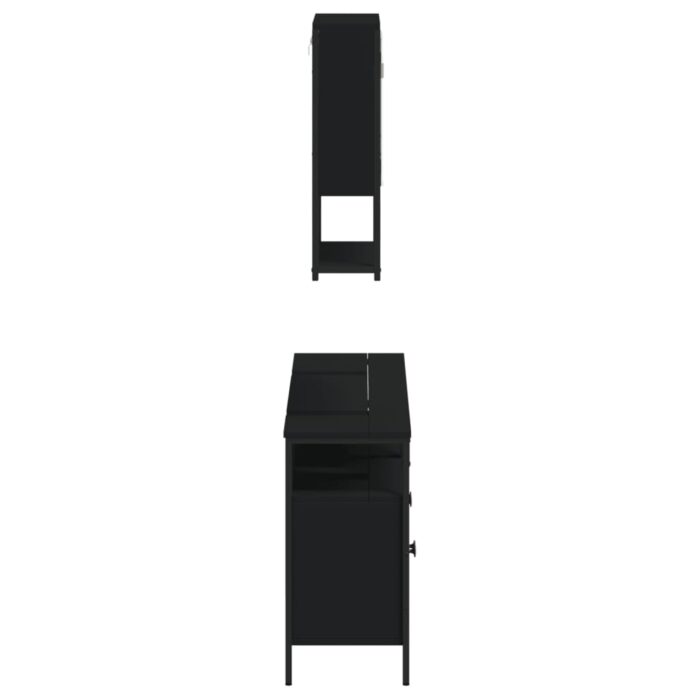 Ensemble de meubles salle de bain 3 pcs noir bois d'ingénierie – Image 5