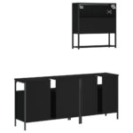 Ensemble de meubles salle de bain 3 pcs noir bois d'ingénierie – Image 6