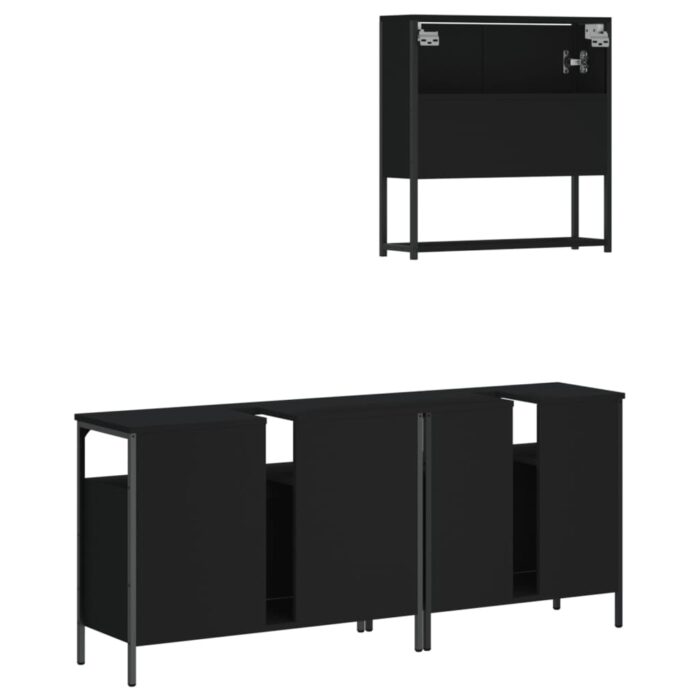 Ensemble de meubles salle de bain 3 pcs noir bois d'ingénierie – Image 6