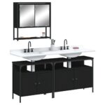 Ensemble de meubles salle de bain 3 pcs noir bois d'ingénierie