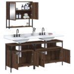 Ensemble de meubles de salle de bain 3 pcs Chêne marron – Image 2