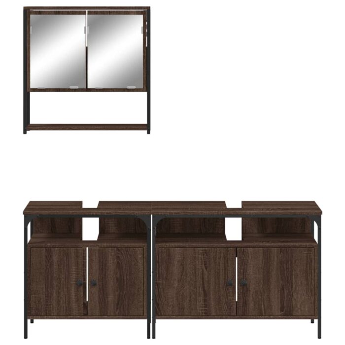 Ensemble de meubles de salle de bain 3 pcs Chêne marron – Image 3