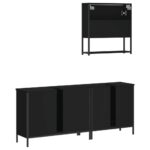 Ensemble de meubles salle de bain 3 pcs noir bois d'ingénierie – Image 6