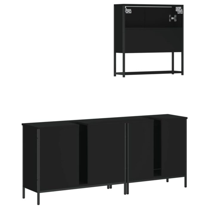 Ensemble de meubles salle de bain 3 pcs noir bois d'ingénierie – Image 6