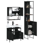 Ensemble de meubles salle de bain 3 pcs noir bois d'ingénierie – Image 2