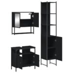 Ensemble de meubles salle de bain 3 pcs noir bois d'ingénierie – Image 3