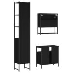 Ensemble de meubles salle de bain 3 pcs noir bois d'ingénierie – Image 6