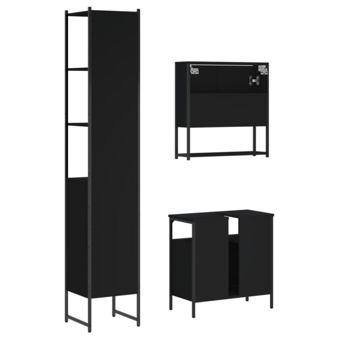 Ensemble de meubles salle de bain 3 pcs noir bois d'ingénierie – Image 6