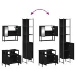 Ensemble de meubles salle de bain 3 pcs noir bois d'ingénierie – Image 7