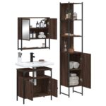 Ensemble de meubles de salle de bain 3 pcs Chêne marron – Image 2