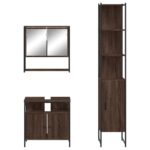 Ensemble de meubles de salle de bain 3 pcs Chêne marron – Image 4
