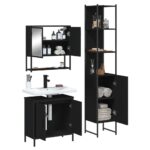 Ensemble de meubles salle de bain 3 pcs noir bois d'ingénierie – Image 2