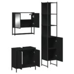 Ensemble de meubles salle de bain 3 pcs noir bois d'ingénierie – Image 3
