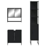 Ensemble de meubles salle de bain 3 pcs noir bois d'ingénierie – Image 4