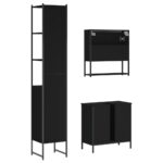 Ensemble de meubles salle de bain 3 pcs noir bois d'ingénierie – Image 6