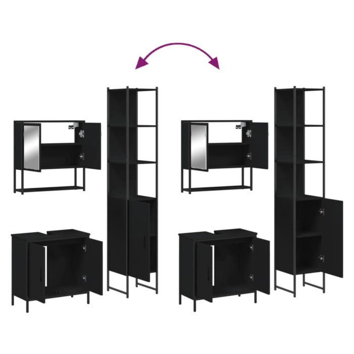 Ensemble de meubles salle de bain 3 pcs noir bois d'ingénierie – Image 7