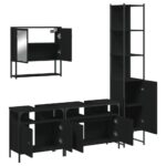 Ensemble de meubles salle de bain 4 pcs noir bois d'ingénierie – Image 3