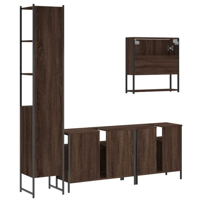 Ensemble de meubles de salle de bain 4 pcs Chêne marron – Image 6