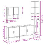 Ensemble de meubles salle de bain 4 pcs noir bois d'ingénierie – Image 11