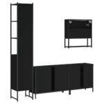 Ensemble de meubles salle de bain 4 pcs noir bois d'ingénierie – Image 6