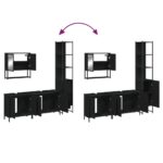 Ensemble de meubles salle de bain 4 pcs noir bois d'ingénierie – Image 7