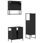 Ensemble de meubles salle de bain 3 pcs noir bois d'ingénierie – Image 6