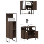 Ensemble de meubles de salle de bain 3 pcs Chêne marron – Image 2