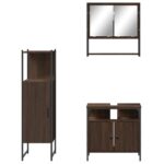 Ensemble de meubles de salle de bain 3 pcs Chêne marron – Image 4