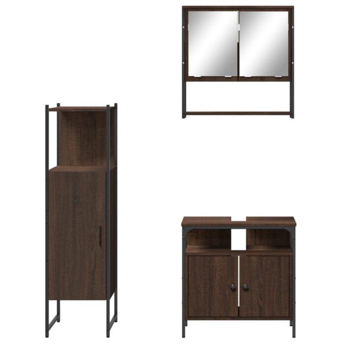 Ensemble de meubles de salle de bain 3 pcs Chêne marron – Image 4