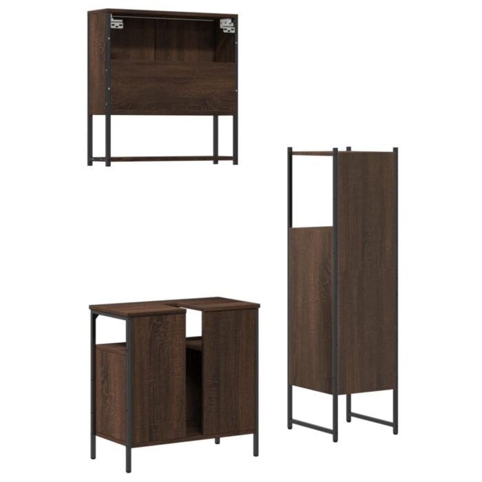 Ensemble de meubles de salle de bain 3 pcs Chêne marron – Image 6