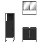 Ensemble de meubles salle de bain 3 pcs noir bois d'ingénierie – Image 4