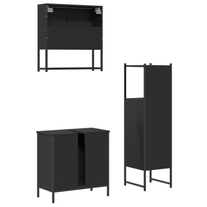 Ensemble de meubles salle de bain 3 pcs noir bois d'ingénierie – Image 6