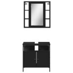 Ensemble de meubles salle de bain 2 pcs noir bois d'ingénierie – Image 4