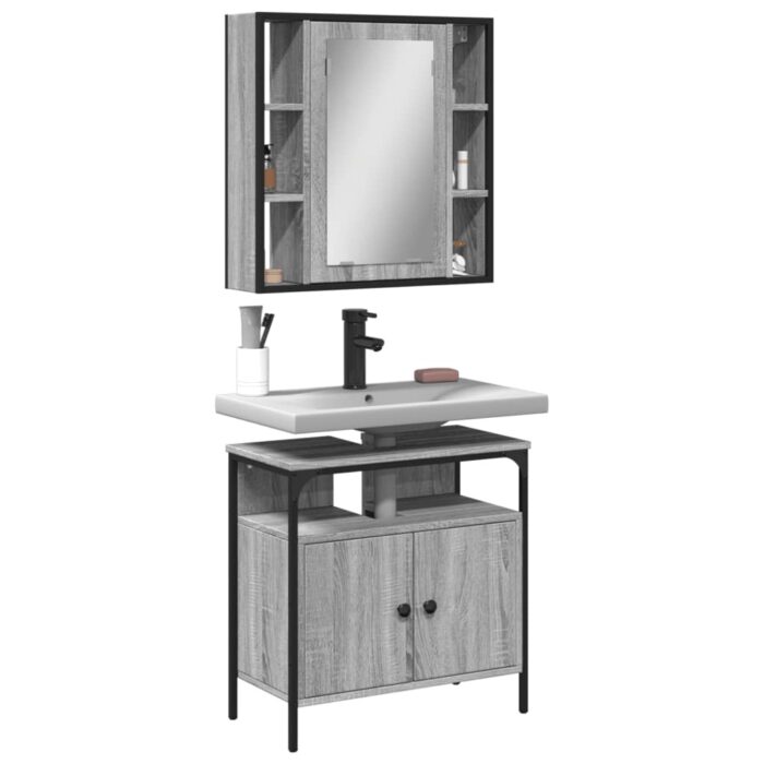 Ensemble de meubles de salle de bain 2 pcs Sonoma gris – Image 1
