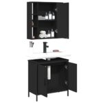 Ensemble de meubles salle de bain 2 pcs noir bois d'ingénierie – Image 2