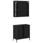 Ensemble de meubles salle de bain 2 pcs noir bois d'ingénierie – Image 6