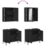 Ensemble de meubles salle de bain 2 pcs noir bois d'ingénierie – Image 7