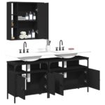 Ensemble d'armoires salle de bain 3 pcs noir bois d'ingénierie – Image 2