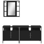 Ensemble d'armoires salle de bain 3 pcs noir bois d'ingénierie – Image 4