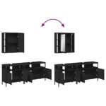 Ensemble d'armoires salle de bain 3 pcs noir bois d'ingénierie – Image 7
