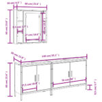 Ensemble d'armoires salle de bain 3 pcs noir bois d'ingénierie – Image 11