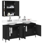 Ensemble d'armoires salle de bain 3 pcs noir bois d'ingénierie – Image 2