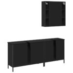 Ensemble d'armoires salle de bain 3 pcs noir bois d'ingénierie – Image 6
