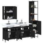 Ensemble d’armoires salle de bain 4 pcs noir bois d'ingénierie – Image 2