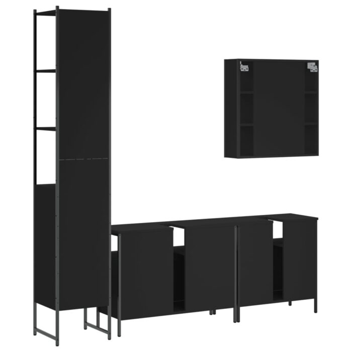 Ensemble d’armoires salle de bain 4 pcs noir bois d'ingénierie – Image 6