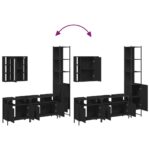 Ensemble d’armoires salle de bain 4 pcs noir bois d'ingénierie – Image 7