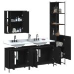 Ensemble d’armoires salle de bain 4 pcs noir bois d'ingénierie – Image 2