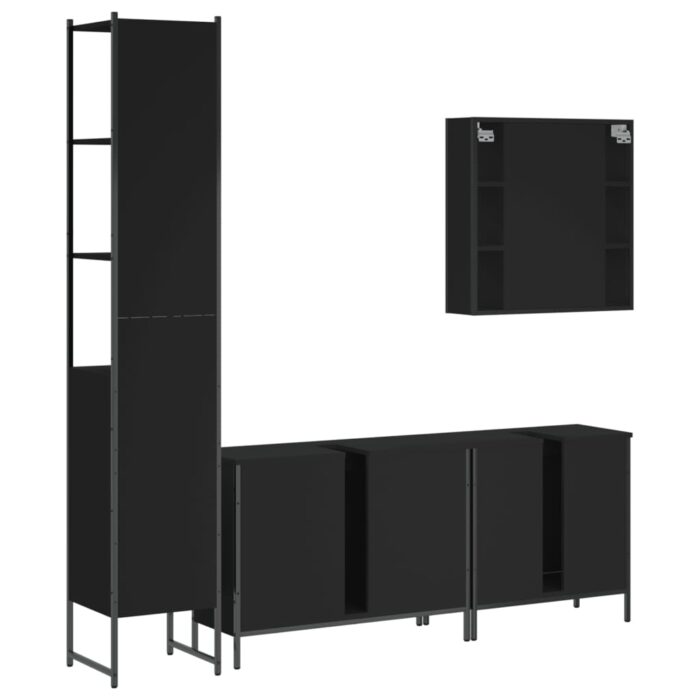 Ensemble d’armoires salle de bain 4 pcs noir bois d'ingénierie – Image 6