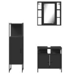 Ensemble d'armoires salle de bain 3 pcs noir bois d'ingénierie – Image 4